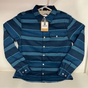 North Face Campshire Shirt - Blue Flannel w/ Sherpa Fleece Lining Mens Small